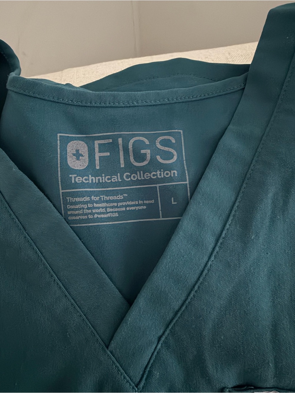 Figs Deep Teal Medical Scrub Set - V-Neck Top & Drawstring Pants - Picture 2 of 4